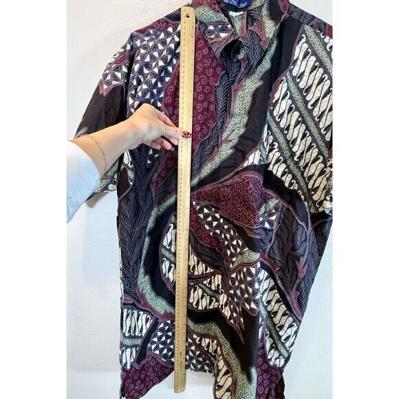 Batik Kencana Y2K Ungu Lightweight Short Sleeve Button Up Shirt Men's Large - Picture 4 of 7